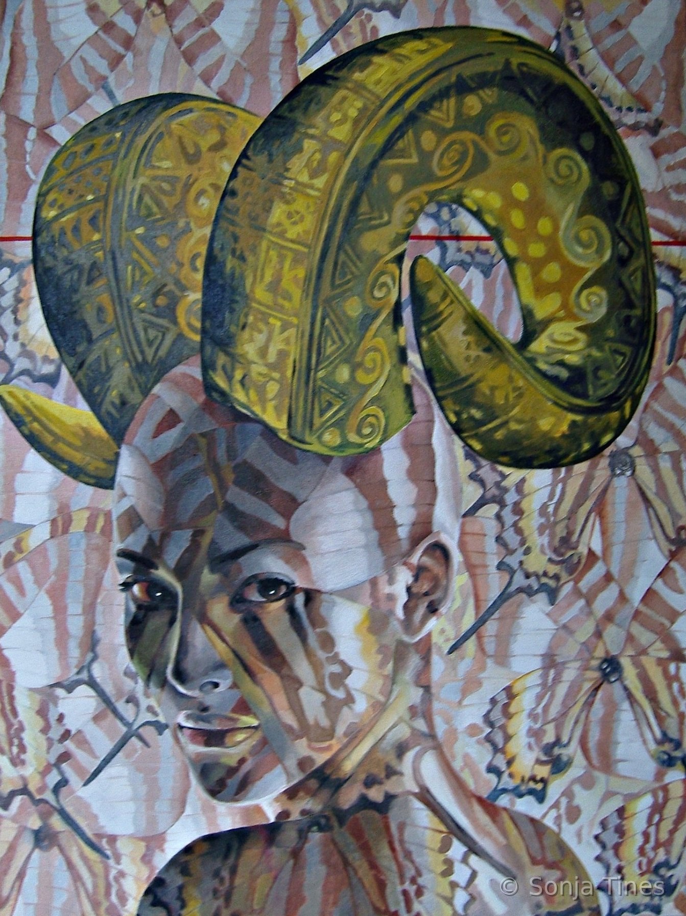 Red line 5, Gemälde von Sonja Tines