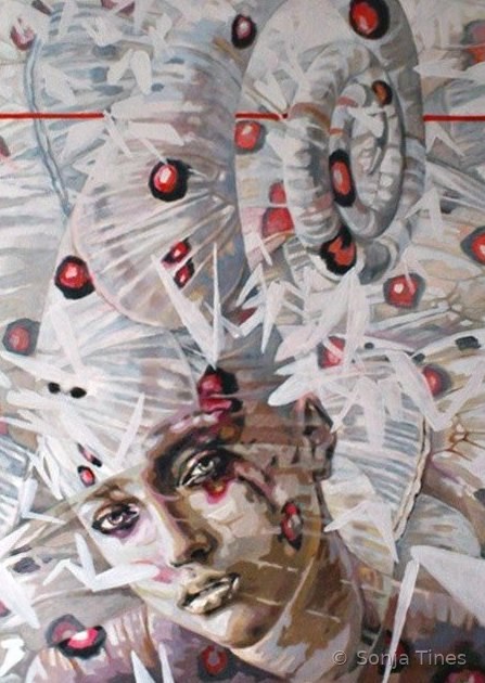 Redline 1, Gemälde von Sonja Tines